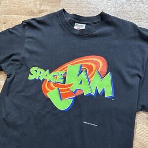 Vintage 90s Loony Tunes Space Jam All LOGO T-Shirt PROMO Size XL 1996
